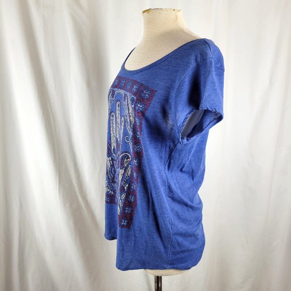 LUCKY BRAND Blue Burn-out Hamsa Graphic T-Shirt - Large - Picture 3 of 11